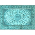 thumbnail image 1 of Ahgly Company Indoor Rectangle Medallion Light Blue Traditional Area Rugs, 2' x 5', 1 of 4