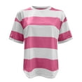 thumbnail image 5 of Womens T Shirts,Summer Stripe Print Round Neck Short Sleeve Casual T Shirt Women,Shirts for Women,Oversized Tshirts for Women（Color:Red,Size:L), 5 of 6