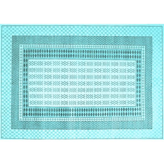 Ahgly Company Indoor Rectangle Abstract Light Blue Contemporary Area Rugs, 4' x 6'