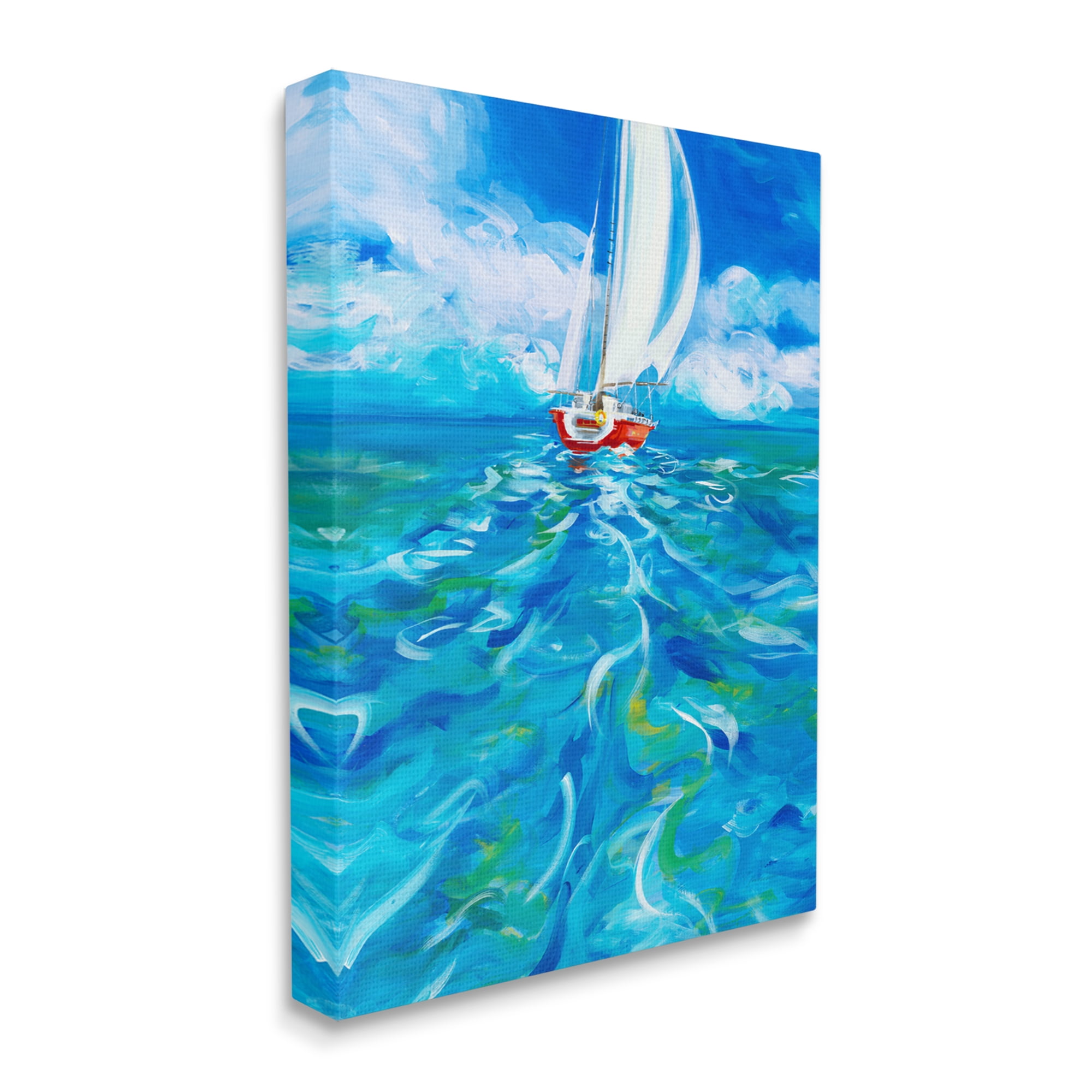 Stupell Industries Vivid Boat Wake Transportation Painting Gallery Wrapped Canvas Print Wall Art, 36 x 48