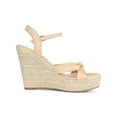 thumbnail image 3 of BLISSFUL STEP Women's Sandals Espadrille Wedge Open Toe Ankle Strap Platform Heels Beige 8.5, 3 of 8