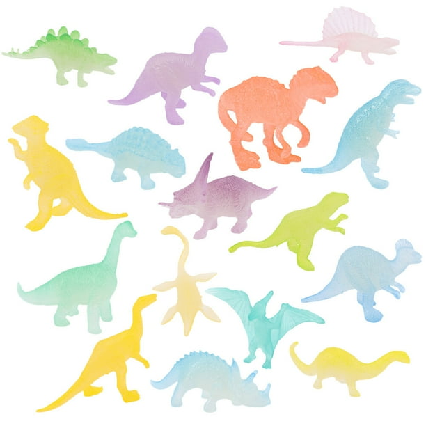 16 piezas pequeños juguetes de dinosaurio luminoso que brilla en dinosaurio oscuro modelo para niños regalo de juguete
