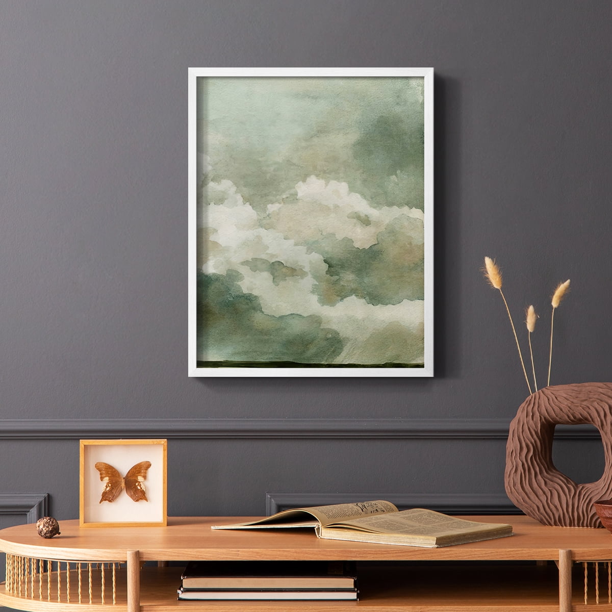 Coming Rain II Framed Print in White Solid Wood Framed Print No Nail Hanging