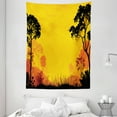 thumbnail image 1 of Woodland Tapestry, Woodland at Sunset Silhouette of Hills Forest Trees Grass Landscape Nature Art, Wall Hanging for Bedroom Living Room Dorm Decor, 60W X 80L Inches, Yellow Black, by Ambesonne, 1 of 2