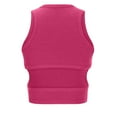 thumbnail image 5 of Enjoytime Womens Crop Summer 2024 Solid Color Crewneck Sleeveless Knitted Sports Vest Hollow Out Fitted Elastic Exercise Yoga Running Woman Plus Size Causal Tops Summer Outfits 2024 On Clearance, 5 of 6