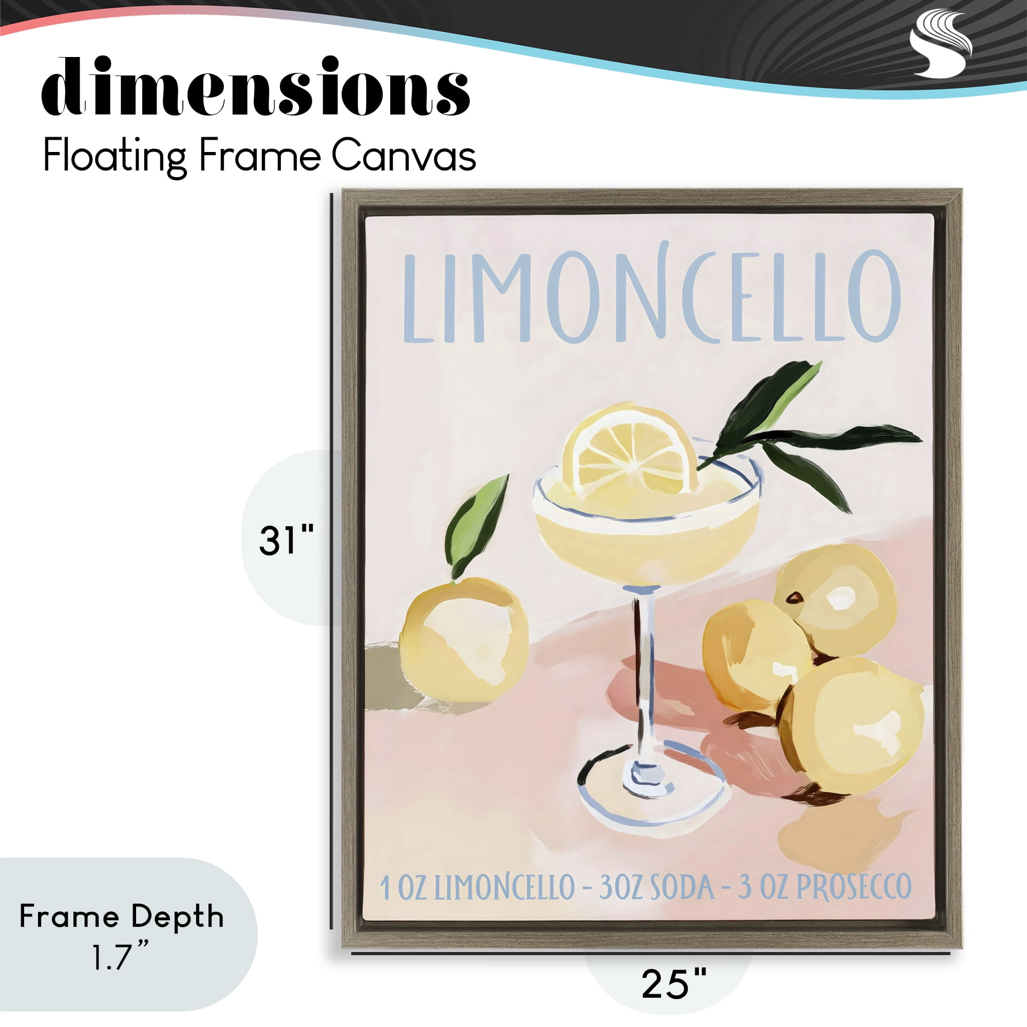 Stupell Industries Limoncello Summer Cocktail Brown Framed Floater Canvas Wall Art, design by Sisi and Seb