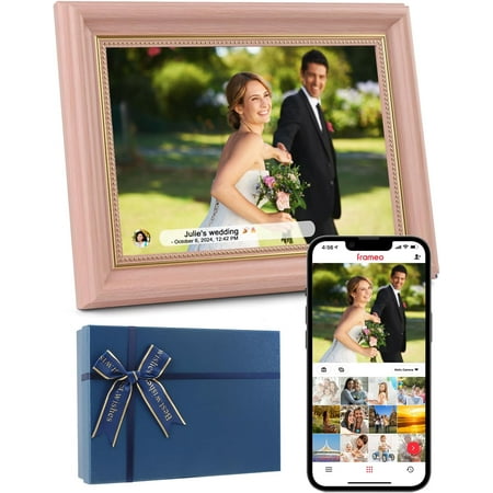 Frameo Digital Frame 10.1 Inch WiFi Digital Photo Frame with 32GB Storage, 1280x800 IPS Touch Screen Picture Frames with Frameo APP, Share Photos and Video for Mom - Coral