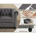 thumbnail image 5 of Morden Fort Modern Contemporary Love Seat with Deep Button Tufting Dutch Velvet, Solid Wood Frame and Wood Legs- Light Grey, 5 of 9