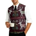 thumbnail image 5 of Dwelliawo Christmas Mens Sweater Vest Business Knitted V Neck Pullovers Sweater Warm Ribbed Sleeveless Xmas Sweater Loose Fit Cable Fall Winter Vest Wine M, 5 of 7