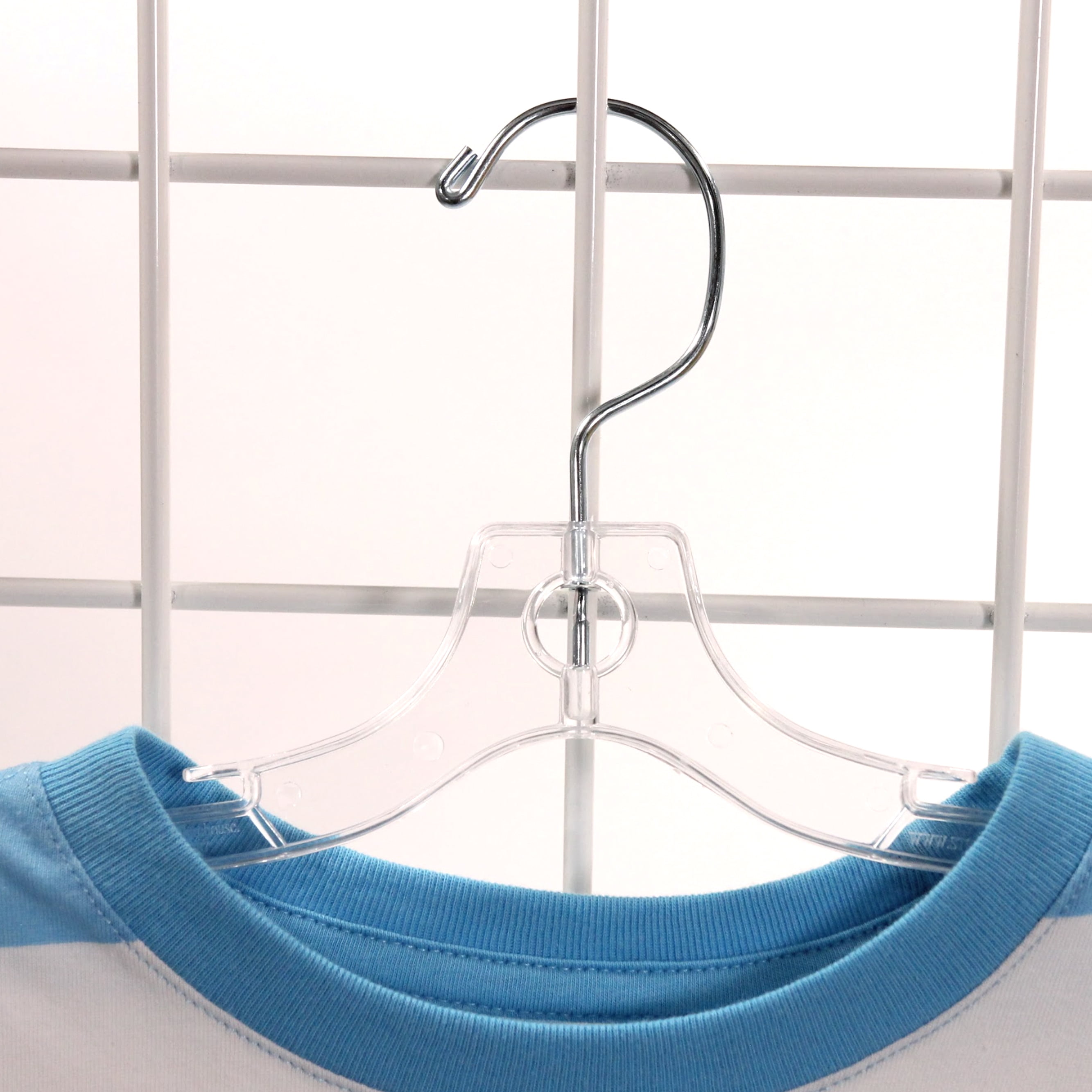 SSWBasics 10 Inch Clear Plastic Children's Dress Hangers - Case of 100 | Clear Plastic Hangers with Swivel Hook for Kids' Clothing | Durable Retail Hangers