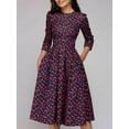 thumbnail image 5 of Sunisery Women's Floral Midi Dress with Pockets Vintage Elegant Evening Dress Cocktail Party Dress, 5 of 6