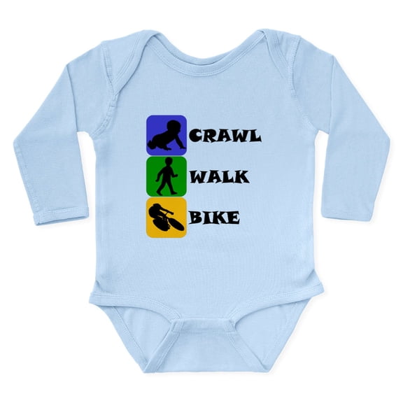 CafePress - Crawl Walk Bike Body Suit - Long Sleeve Cotton Baby Bodysuit