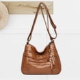 thumbnail image 6 of Fashion Women Leather Shoulder Bag Vacation Shopping Bag Pouch Casual Travel Bag Brown, 6 of 7