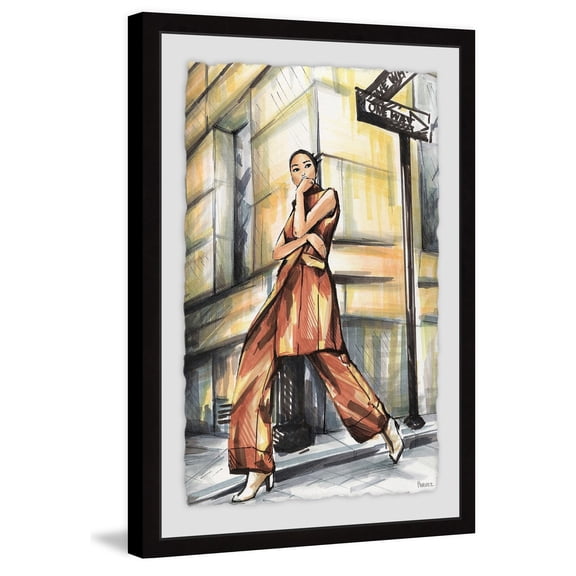 Corner Street Fashion Framed Painting Print