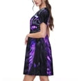 thumbnail image 2 of Disketp Purple Plant White Tiger para Vestido de Manga Corta para Mujeres, Vestidos de Verano para Mujeres, Casual y Holgado para la Playa, 2 of 6