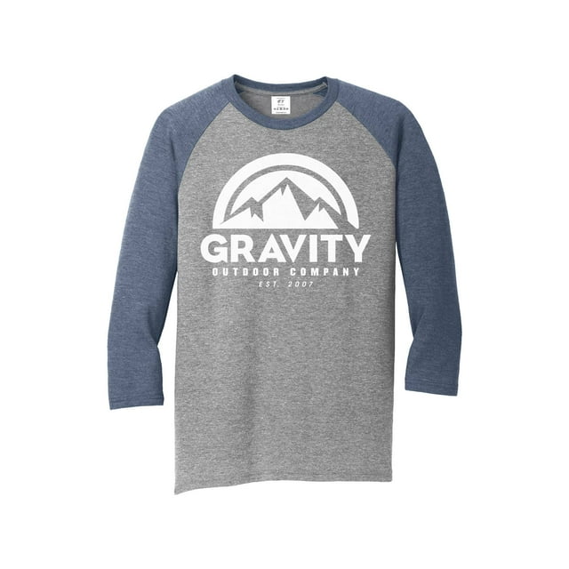Chemise Raglan à Manches 3/4 pour Hommes Gravity Outdoor Co. - Logo Blanc - Marine/Gris - P