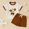 thumbnail image 2 of XZNPDUCQ Toddler Girls Clothes Outfits Short Summer Sleeve Letters Printed Shirt Elastic Shorts Sets Cartoon 2PC Girls Set For 6 12 18 24 Months 2T 3T 4T 5T Dailywear Brown，3-4 Years, 2 of 5