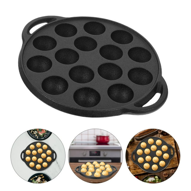 Minkissy 1PC Cast Iron Pancake Pan Black Thickened Cooking Practical Restaurant
