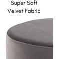 thumbnail image 4 of BirdRock Home Round Velvet Ottoman Foot Stool - Grey, 4 of 9