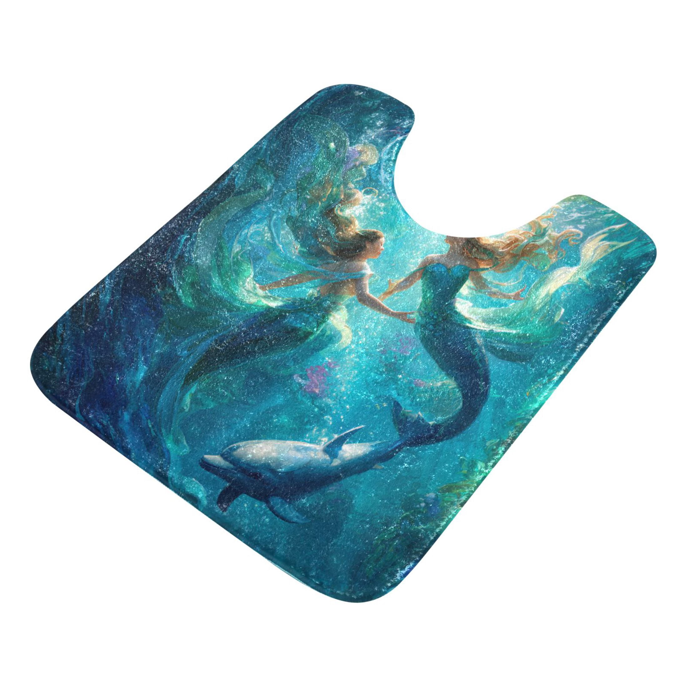 RMDQTR 2PCs Bathroom Rugs Set Plush Toilet Base Mat 16" × 24" Bath Mat and 20" × 24" U Shape Soft Rugs Non Slip Absorbent