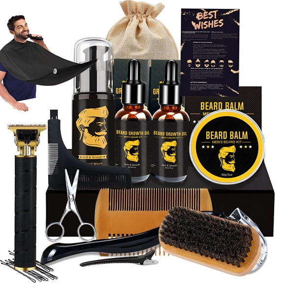 RAGUPEL 2026 New Men'S Beard Grooming Set,Beard Care Set,Growth Solution,Shampoo,Electric Clipper,Double-Sided Comb,Beard Brush Shampoo,Styling Board Roller,Apron,Valentine'S Day,Father'S Day Gift