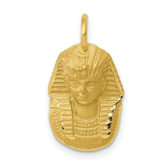 14K Yellow Gold Satin Diamond Cut King Tut Charm
