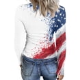 thumbnail image 4 of Women's Casual Fashion Round Neck Independence Day Print Long Sleeve Ribbed Top White M, 4 of 6