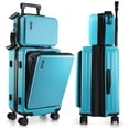 thumbnail image 1 of Equipaje de mano TRAVELARIM de 22 pulgadas con ruedas expandibles, color verde azulado, 1 of 9