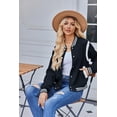 thumbnail image 3 of Zeagoo Women's Varsity Jacket Lightweight Bomber Jackets Spring 2 Pockets Button-up Casual Moto Fashion Baseball Outwear, 3 of 6