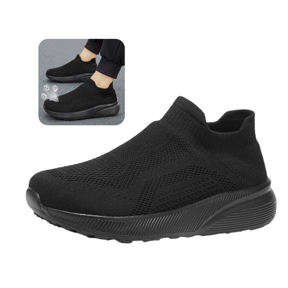 Willtoo Sneakers for Women Breathable Mesh Slip‑on Knit Walking Shoes Lightweight Thick Platform Sole Elevated Casual Tennis Shoes