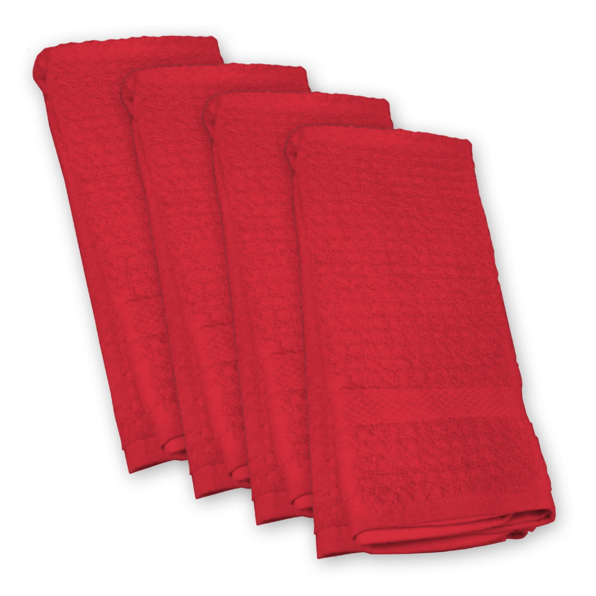 Set of 4 Solid Red Rectangular Kitchen Waffle Dish Towels 18" x 28