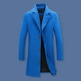 thumbnail image 4 of Ettsollp Men Woolen Coat Notch Lapel Long Sleeve Single Breasted Jacket Solid Color Windproof Business Casual Overcoat, 4 of 8
