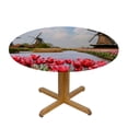 thumbnail image 3 of JEUXUS Netherlands Tulips Art Table Cloth Round Table Cover White, 3 of 7