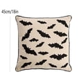 thumbnail image 4 of Halloween Ghost Mummy Embroidery Throw Pillow, 18"x18" Beige Decorative Linen Cushion with Ghost Mummy Bat Spider Star Embroidered Pattern for for Sofa Bed Couch Indoor Home Holiday Party Styling, 4 of 9