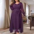thumbnail image 4 of Ovzne Robes pour Femmes 2025 Robe Femmes Grande Taille Taille Haute Mode Élégante Chiffon Manches Longues Longue Robe de Soirée Grande Taille Robe Manches Longues Liquidation, 4 of 7