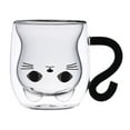 thumbnail image 1 of Taza de café de doble pared con diseño de animal, novedosa y bonita, para hombres, mujeres y oficina. Mango de gato negro, 1 of 8