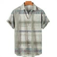 thumbnail image 3 of Camisas De Compresion Casual Hombres Solapa Estampado Manga Corta Puños Botón Puerto Estilo Floral Camisa Sand Beach Hawaiianss Summer Top (Grey, XXL), 3 of 4
