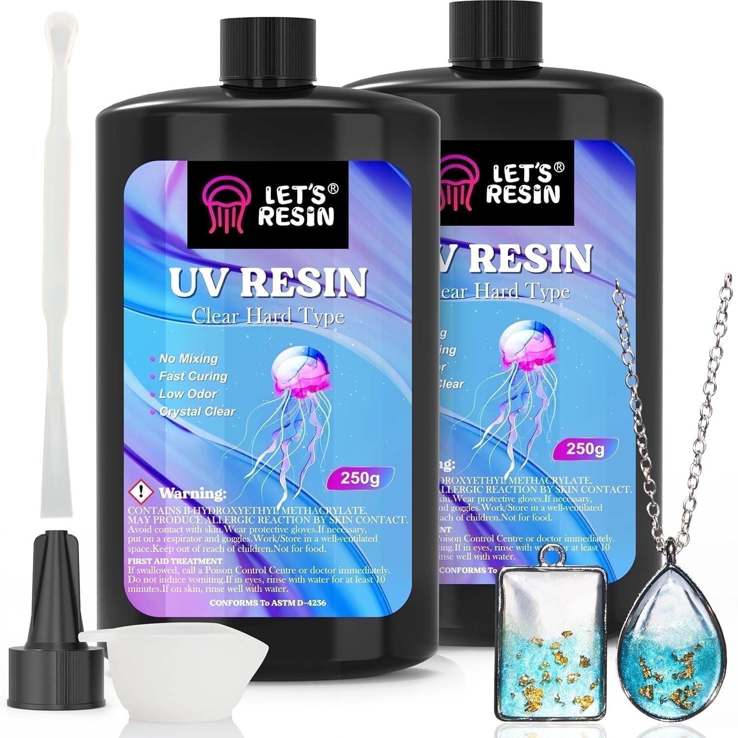 LET'S RESIN 500g UV Resin, Upgraded Crystal Clear UV Resin Hard, Low Odor Ultraviolet Epoxy Resin, for Jewelry, Craft Decoration