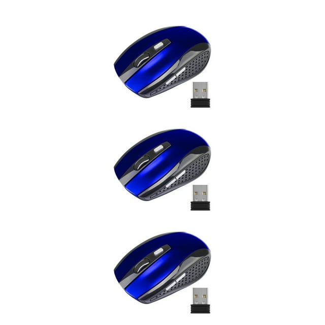 jesticaly Computer 2.4Ghz Wireless Optical Mouse Quick Speed Low Latency 6 Buttons Plastic Gaming Mice Desktop PC Portable Blue 3Set