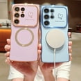 thumbnail image 3 of for Samsung Galaxy S22 Ultra Case for Women Girls [Compatible with Mag Safe] Cute, Magnetic Love Heart Pattern with Camera Lens Protection Plating Shockproof Wireless Charging Phone Case,Purple, 3 of 8