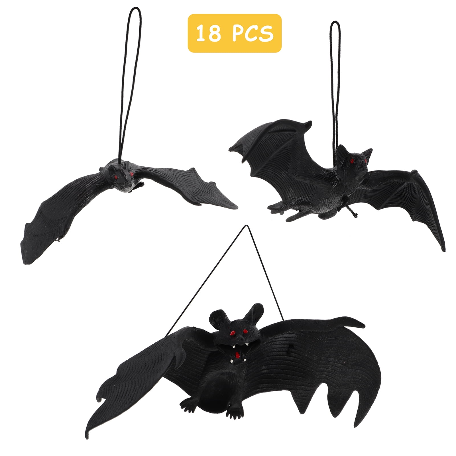 18 Pcs Halloween Realistic Hanging Bats Rubber Bats Halloween Party ...
