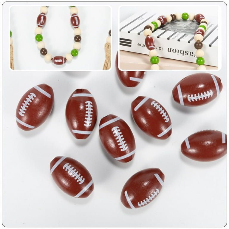 50pcs Jewelry Making American Football Beads Wooden Sport Beads for DIY  Bracelets Necklace 