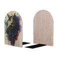 thumbnail image 2 of Susaid Colorful Ink Cute Horse Print Wooden Bookends Decorative Book Ends for Shelves Heavy Books Holder Organizer Non-Slip Desk Book End for Kids Room Office School 1 Pairs, 2 of 8