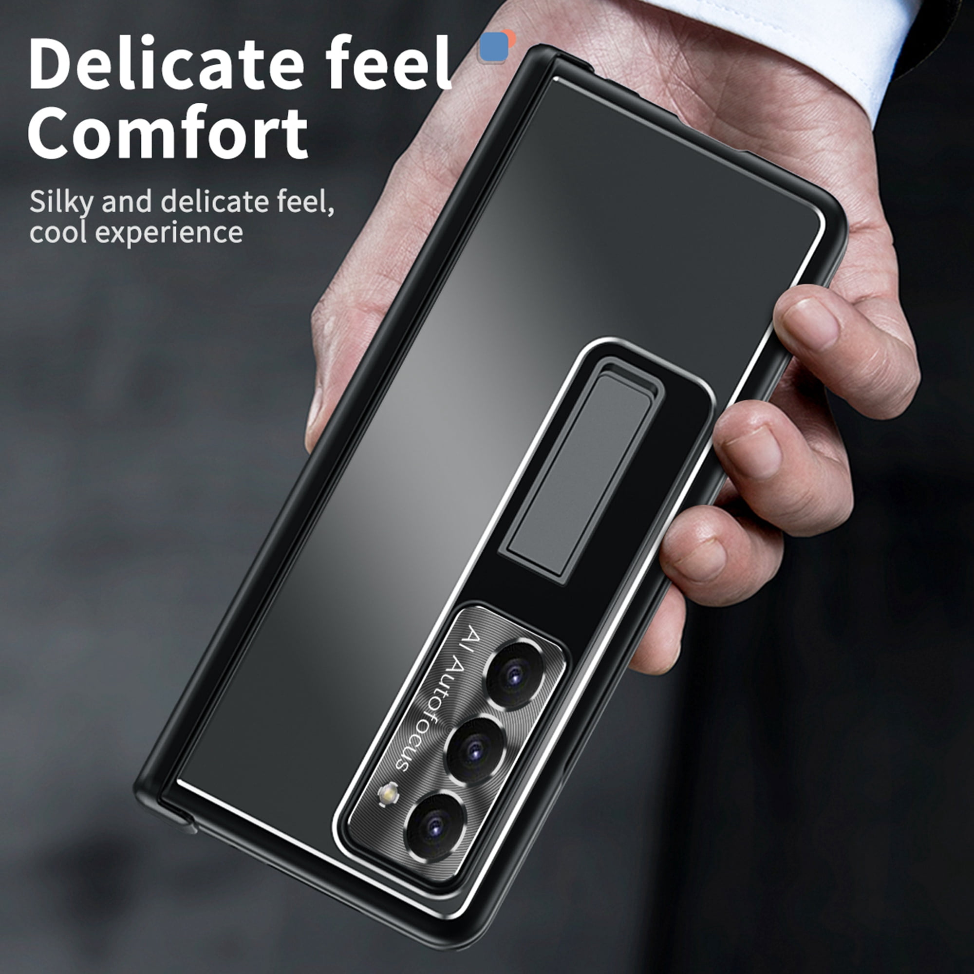Case for Samsung Galaxy Z Fold 7, 3-in-1 Magnetic Hinge Protection & Lens Protection Case with Pen Holder with Screen Protector, Compatible with Samsung Galaxy Z Fold 7 5G, Black