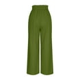 thumbnail image 3 of Diufon Straight Pants for Women Ruffle Elastic High Waist Wide Leg Pants Drawstring Pockets Lounge Pants, 3 of 5