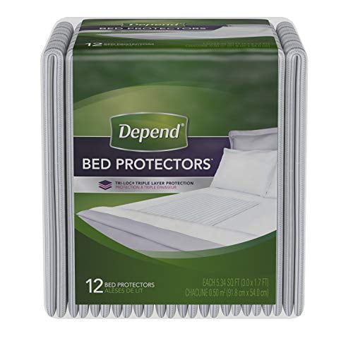 Depend Waterproof Bed Pads, Overnight Absorbency, Disposable Underpads, 24  Count (2 Packs of 12)