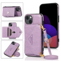 Dteck for iPhone 14 Plus Crossbody Wallet Case, PU Leather Phone Case with Card Holder Shoulder Strap Purse Cover for Women Men Compatible with iPhone 14 Plus,Purple