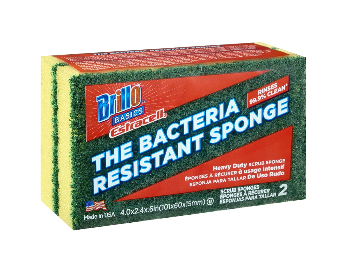 (4 pack) Brillo Basics Estracell Heavy Duty Scrub Sponges, 2 Count