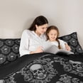 thumbnail image 4 of jejeloiu Edgy Skull King Size Comforter Sets,Intricate Damask Comforters King Size For Adults,Gray Black,Black Reversible,3-Piece,1 Comforter and 2 Pillowcases, 4 of 7