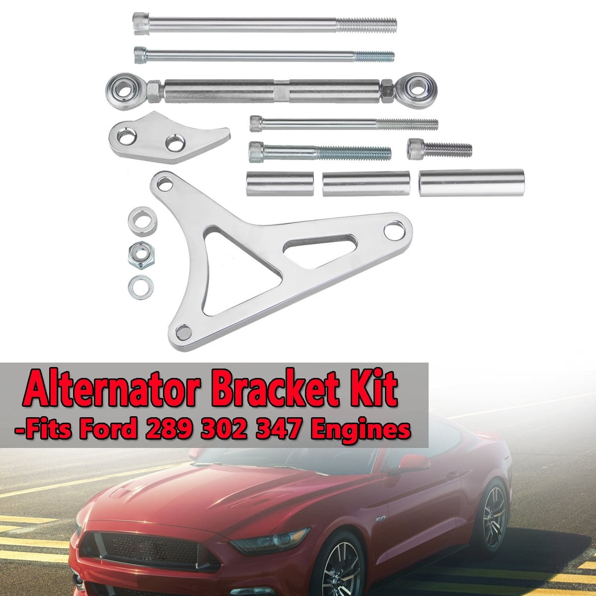 Billet Polished Aluminum Alternator Bracket Kit Small Block for Ford SB 289 302 347